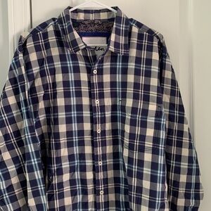 Boden plaid buttons down shirt navy blue purple size XL casual